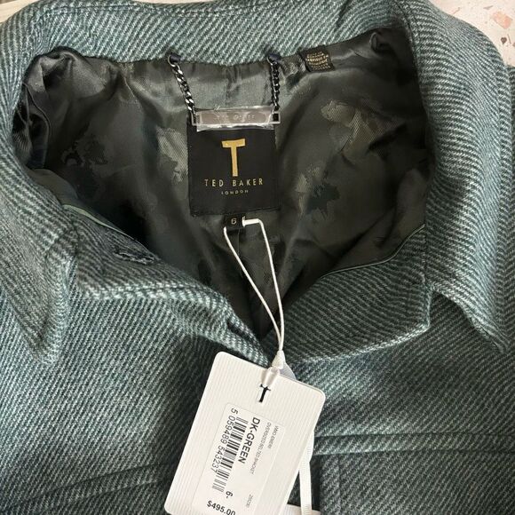 Ted Baker Emerii Oversized Belted wool blend Shacket shirt jacket XXL green new - Picture 8 of 15